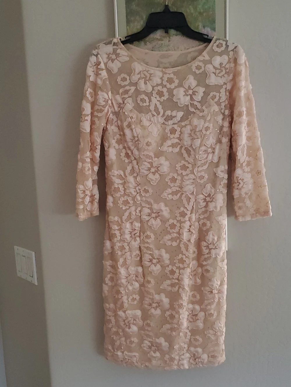Sue Wong Blush Floral Lace Midi Dress - Picture 1 of 7